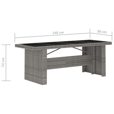 vidaXL 7-tlg. Garten-Essgruppe mit Kissen Poly Rattan Grau