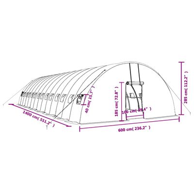 vidaXL Gewächshaus mit Stahlrahmen Weiß 84 m² 14x6x2,85 m