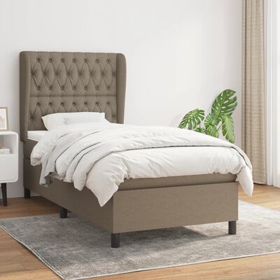 vidaXL Boxspringbett mit Matratze Taupe 100x200 cm Stoff