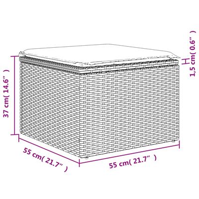 vidaXL 8-tlg. Garten-Sofagarnitur mit Kissen Grau Poly Rattan