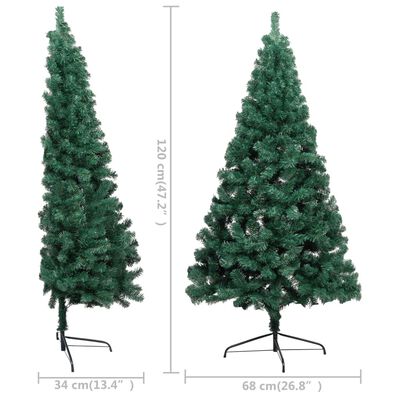 vidaXL Künstlicher Halb-Weihnachtsbaum Beleuchtung Kugeln Grün 120 cm