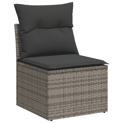 vidaXL 12-tlg. Garten-Sofagarnitur mit Kissen Grau Poly Rattan