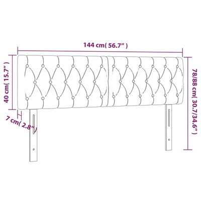 vidaXL Kopfteile 2 Stk. Hellgrau 72x7x78/88 cm Stoff