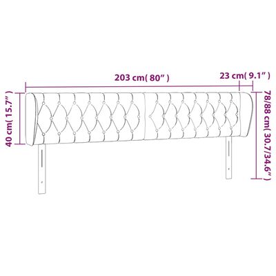 vidaXL Kopfteil mit Ohren Blau 203x23x78/88 cm Stoff