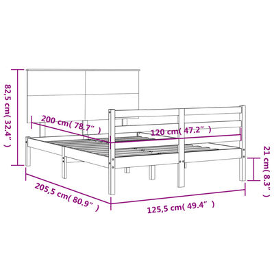 vidaXL Massivholzbett mit Kopfteil Schwarz 120x200 cm