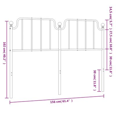 vidaXL Kopfteil Metall Weiß 150 cm