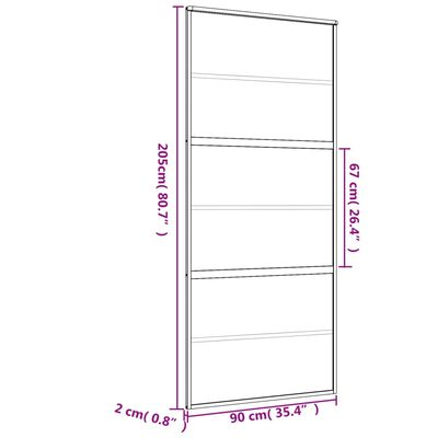 vidaXL Schiebetür Golden 90x205 cm ESG-Klarglas und Aluminium