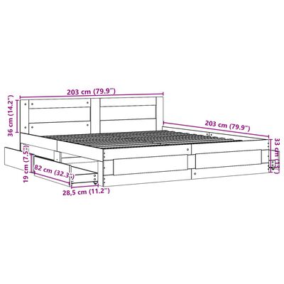 vidaXL Bettgestell mit Kopfteil Sonoma-Eiche 200x200 cm Holzwerkstoff