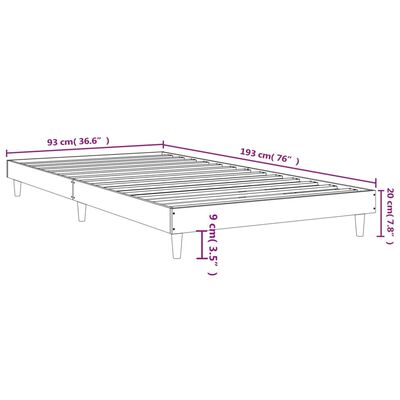 vidaXL Bettgestell Schwarz 90x190 cm Holzwerkstoff