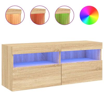 vidaXL TV-Wandschrank mit LED-Leuchten Sonoma-Eiche 100x30x40 cm