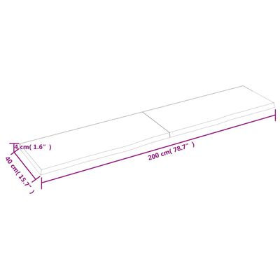 vidaXL Tischplatte 200x40x(2-4) cm Massivholz Eiche Unbehandelt