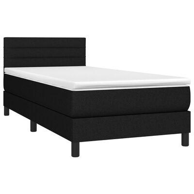 vidaXL Boxspringbett mit Matratze Schwarz 90x190 cm Stoff