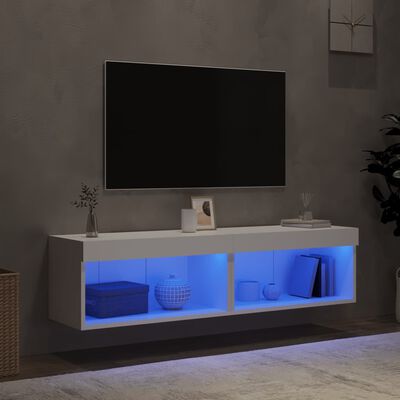 vidaXL TV-Schränke mit LED-Leuchten 2 Stk. Weiß 60x30x30 cm