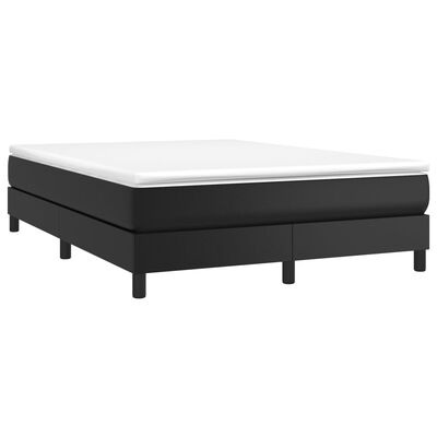 vidaXL Boxspringbett mit Matratze Schwarz 140x200 cm Kunstleder