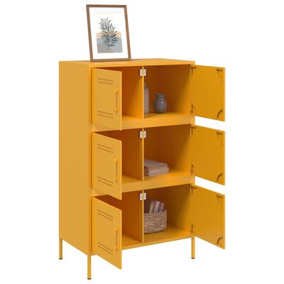 vidaXL Highboard Senfgelb 68x39x113 cm Stahl