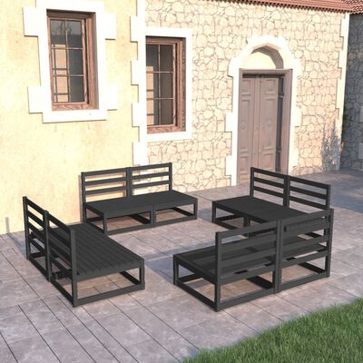 vidaXL 8-tlg. Garten-Lounge-Set Schwarz Massivholz Kiefer