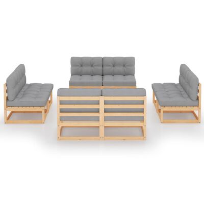 vidaXL 8-tlg. Garten-Lounge-Set mit Kissen Kiefer Massivholz