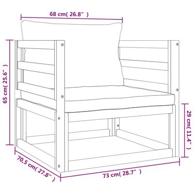 vidaXL 5-tlg. Garten-Lounge-Set mit Grünen Kissen Massivholz