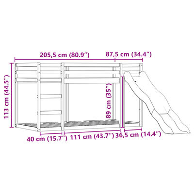 vidaXL Etagenbett mit Rutsche und Gardinen Rosa 80x200 cm