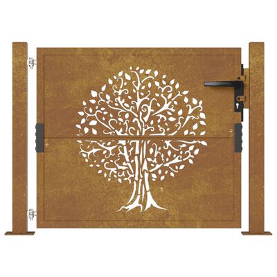 vidaXL Gartentor 105x105 cm Cortenstahl Baum-Design