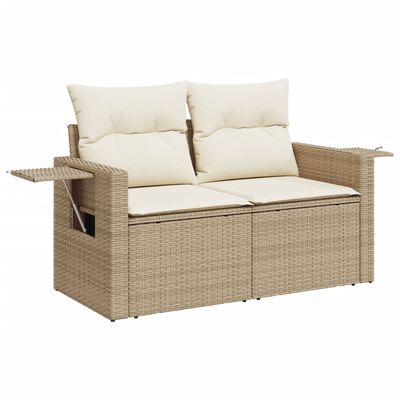 vidaXL 5-tlg. Garten-Sofagarnitur mit Kissen Beige Poly Rattan