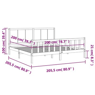 vidaXL Massivholzbett mit Kopfteil Honigbraun 200x200 cm