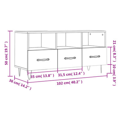 vidaXL TV-Schrank Sonoma-Eiche 102x36x50 cm Holzwerkstoff