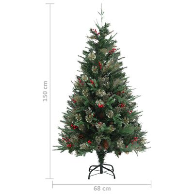 vidaXL Weihnachtsbaum mit Zapfen Grün 150 cm PVC & PE