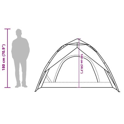 vidaXL Kuppel-Campingzelt 3 Personen Grau und Orange Quick Release