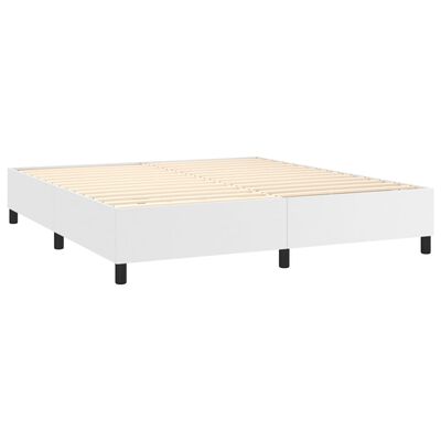 vidaXL Boxspringbett mit Matratze Weiß 160x200 cm Kunstleder