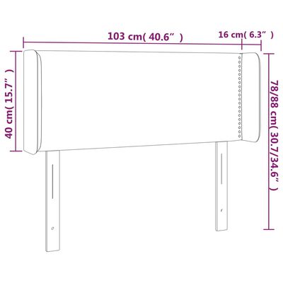 vidaXL LED Kopfteil Hellgrau 103x16x78/88 cm Samt