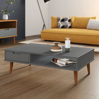 vidaXL Couchtisch MOLDE Grau 100x55x31 cm Massivholz Kiefer