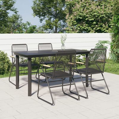 vidaXL 5-tlg. Garten-Essgruppe Schwarz PVC Rattan