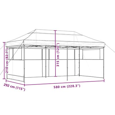 vidaXL Partyzelt Faltbar Pop-Up mit 3 Seitenteilen Taupe