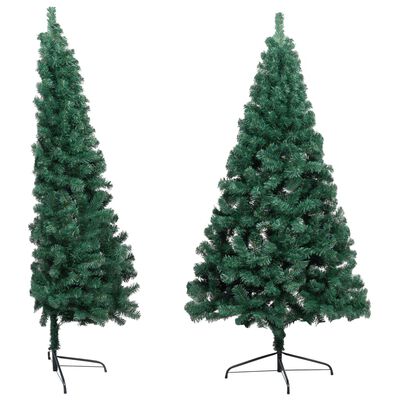 vidaXL Künstlicher Halb-Weihnachtsbaum Beleuchtung Kugeln Grün 120 cm