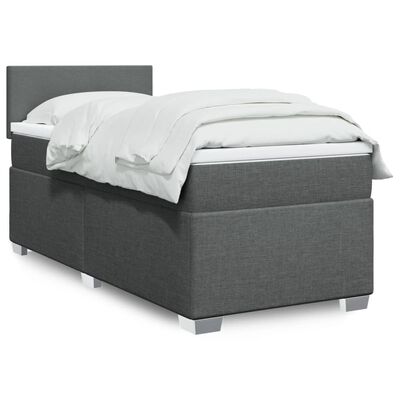 vidaXL Boxspringbett mit Matratze Dunkelgrau 100x200 cm Stoff