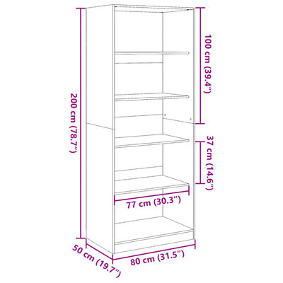 vidaXL Kleiderschrank Betongrau 80x50x200 cm Holzwerkstoff