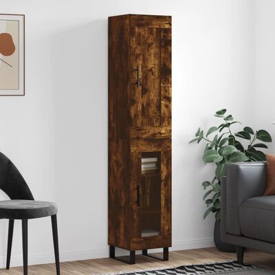 vidaXL Highboard Räuchereiche 34,5x34x180 cm Holzwerkstoff