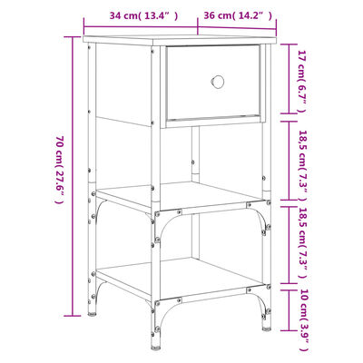 vidaXL Nachttische 2 Stk. Schwarz 34x36x70 cm Holzwerkstoff