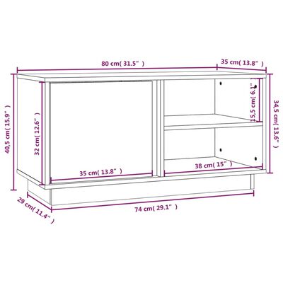 vidaXL TV-Schrank Grau 80x35x40,5 cm Massivholz Kiefer