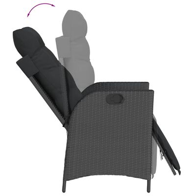 vidaXL 7-tlg. Garten-Essgruppe mit Kissen Schwarz Poly Rattan