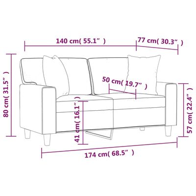 vidaXL 2-Sitzer-Sofa mit Zierkissen Schwarz 140 cm Kunstleder