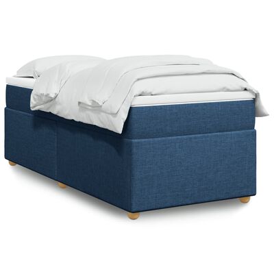 vidaXL Boxspringbett mit Matratze Blau 90x200 cm Stoff