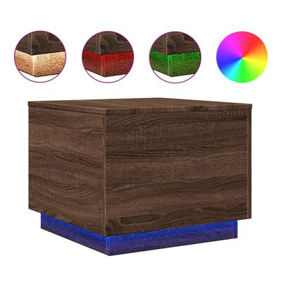 vidaXL Couchtisch mit LED-Leuchten Braun Eichen-Optik 50x50x40 cm