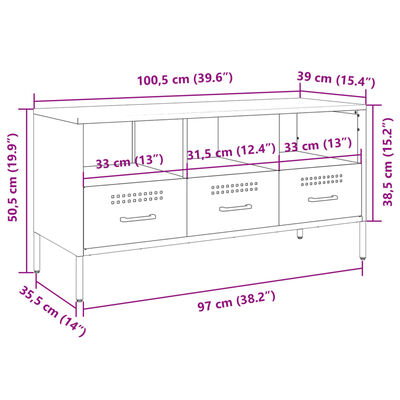 vidaXL TV-Schrank Rosa 100,5x39x50,5 cm Stahl