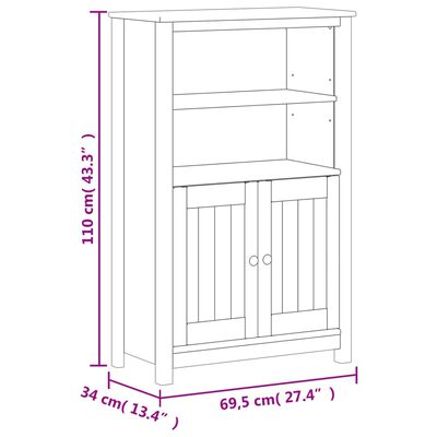 vidaXL Badschrank BERG Weiß 69,5x34x110 cm Massivholz Kiefer