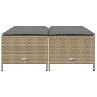 vidaXL Gartenhocker mit Kissen 4 Stk. Beige Poly Rattan