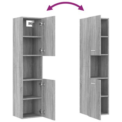 vidaXL Badezimmerschrank Grau Sonoma 30x30x130 cm Holzwerkstoff