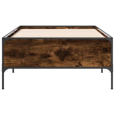 vidaXL Bettgestell Räuchereiche 75x190 cm Holzwerkstoff und Metall