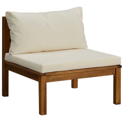 vidaXL 5-tlg. Garten-Lounge-Set mit Creme Kissen Massivholz Akazie